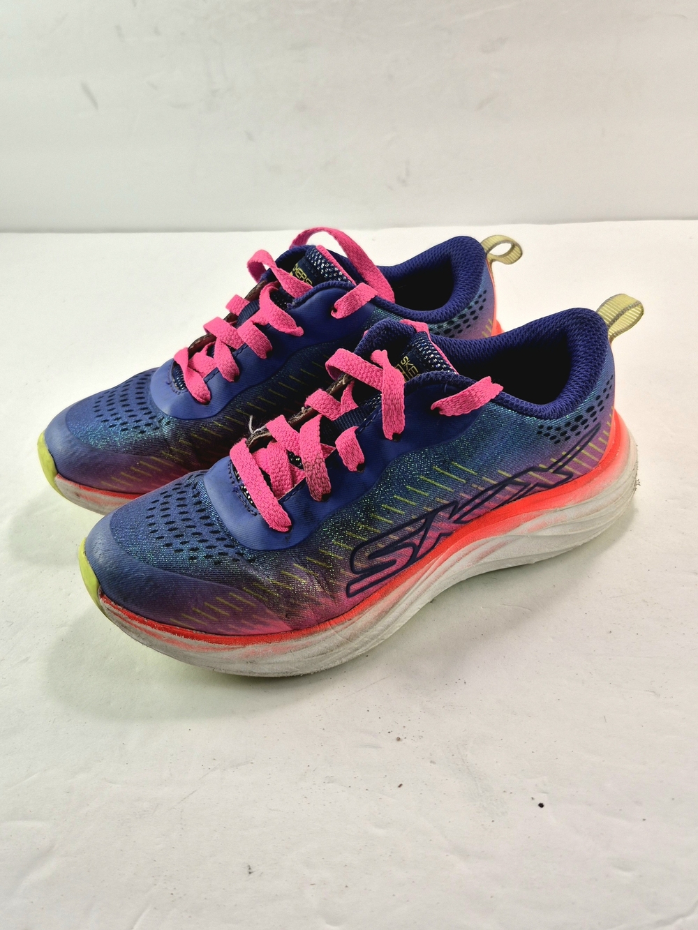 Skechers Girls GO RUN Accelerate Glitter Soul Sneakers Size 13.5 Neon Sparkle